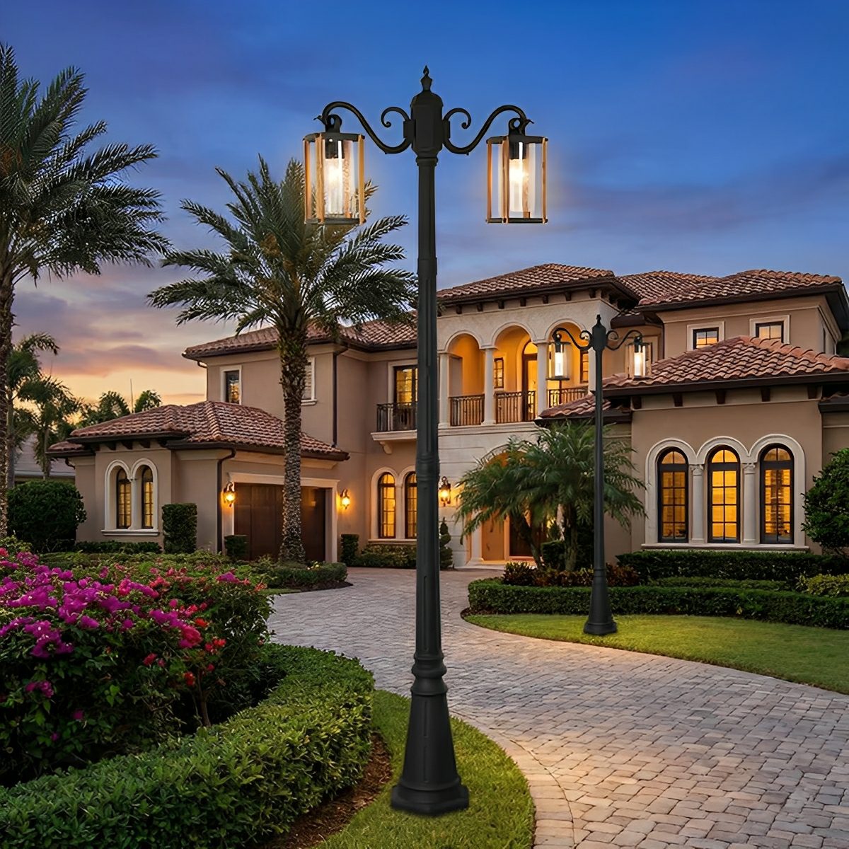 Classic Round Coach Lamps LED Outdoor Pathway Post Lights