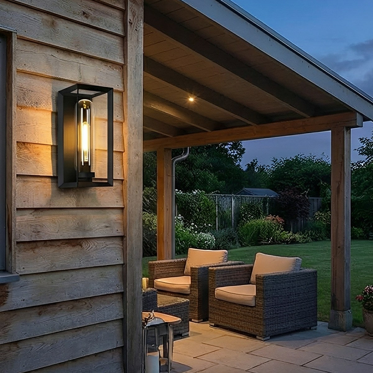 Modern Waterproof Rectangular Glass-Lampshade Outdoor LED Porch Wall Lights