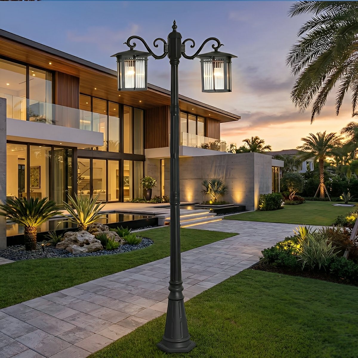 Classic Square Coach Lamps LED Outdoor Pathway Post Lights