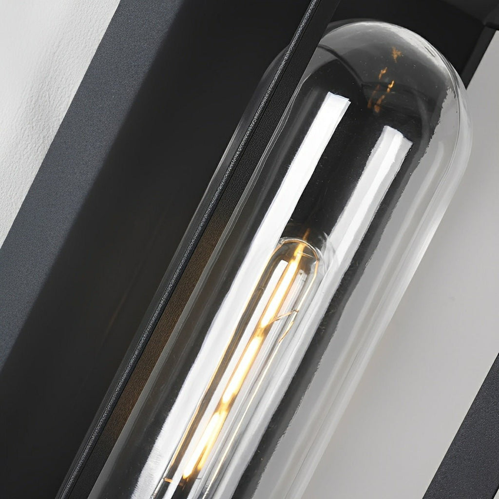 Modern Waterproof Rectangular Glass-Lampshade Outdoor LED Porch Wall Lights