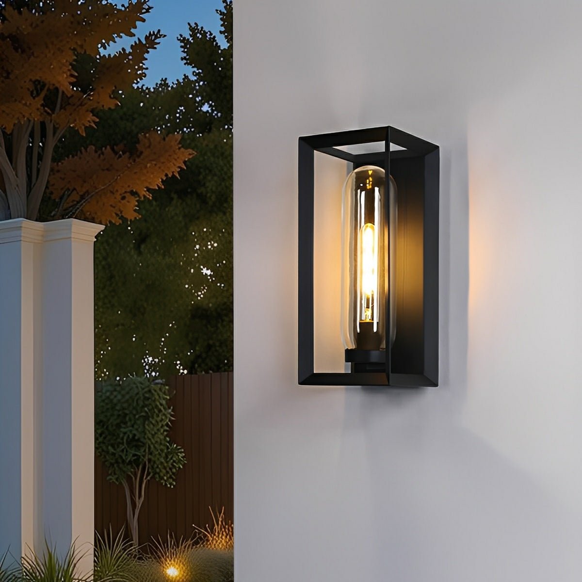 Modern Waterproof Rectangular Glass-Lampshade Outdoor LED Porch Wall Lights