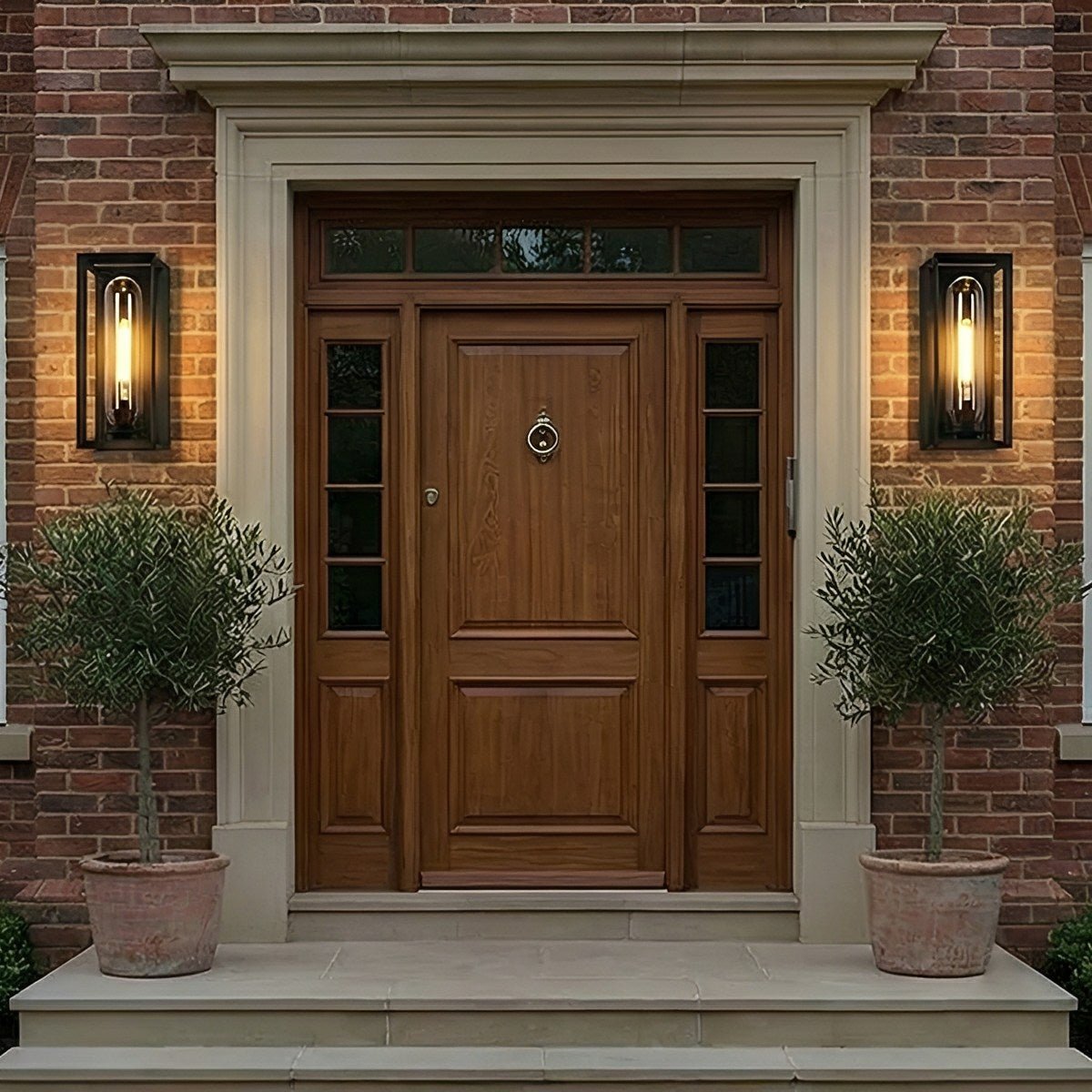 Modern Waterproof Rectangular Glass-Lampshade Outdoor LED Porch Wall Lights