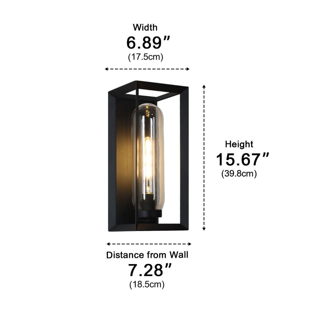 Modern Waterproof Rectangular Glass-Lampshade Outdoor LED Porch Wall Lights