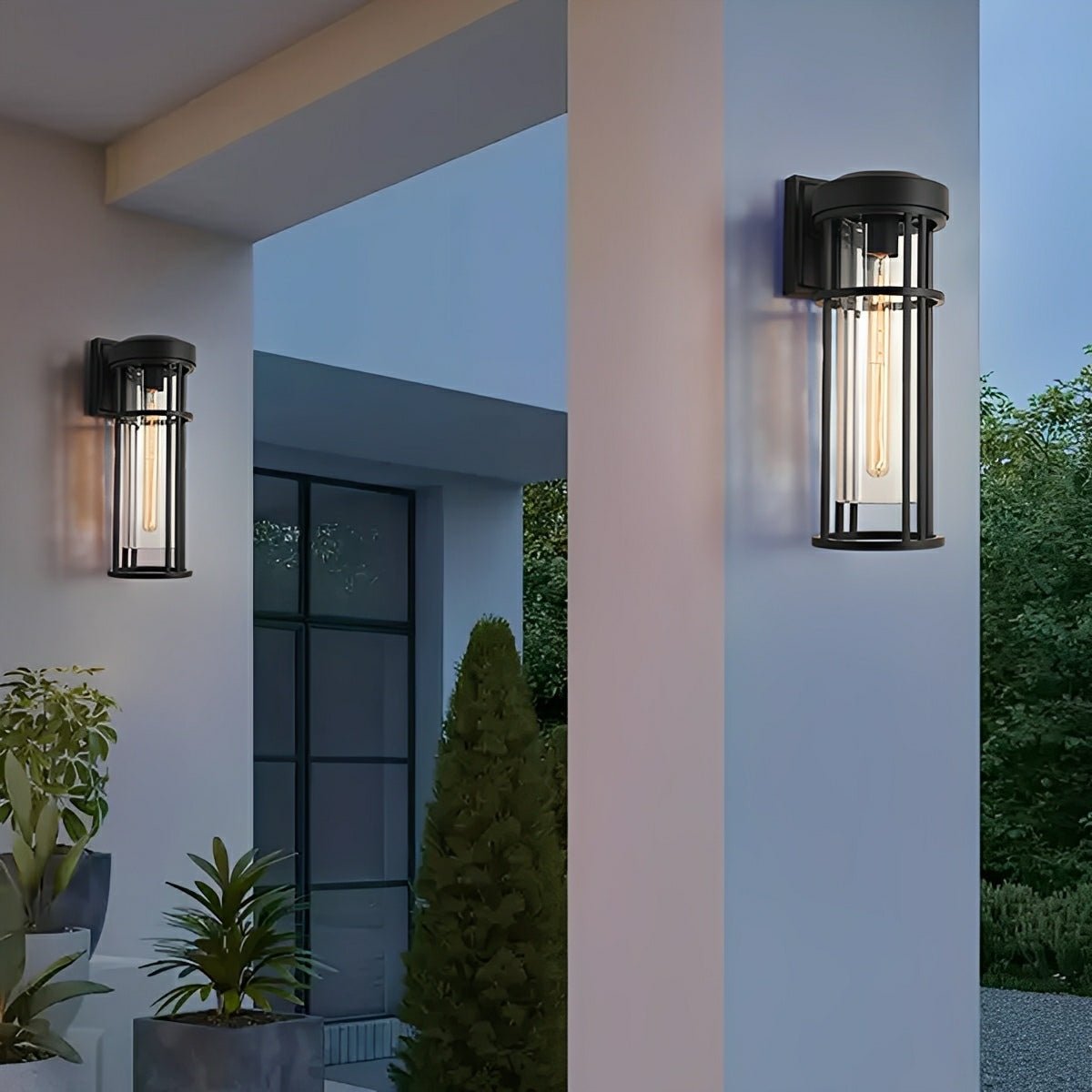 Rustic Modern Cylinder Waterproof Outdoor LED Porch Wall Lights
