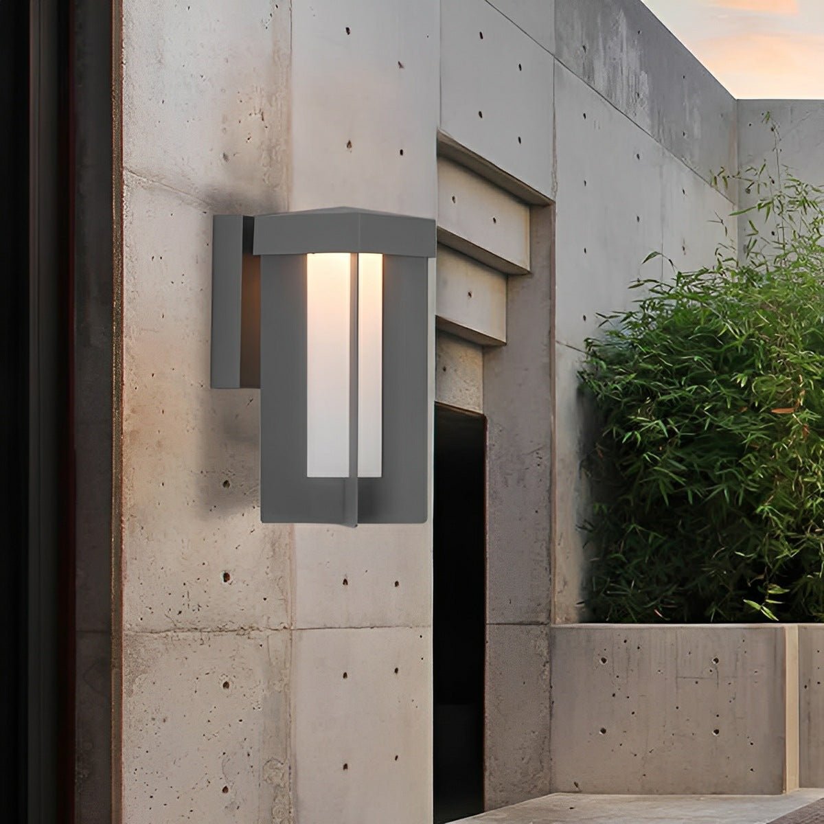 Rustic Modern Geometric Sculptural Waterproof Outdoor LED Porch Wall Lights