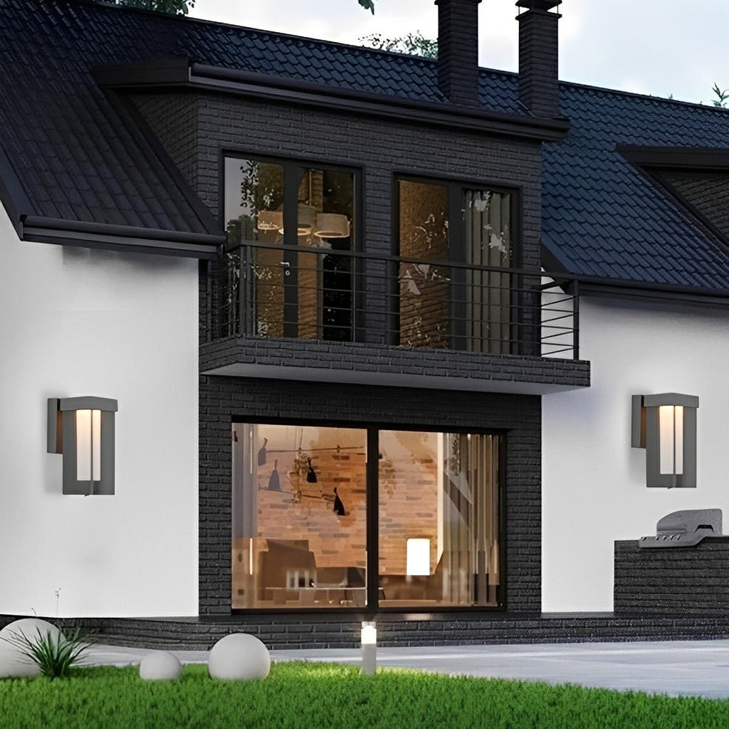 Rustic Modern Geometric Sculptural Waterproof Outdoor LED Porch Wall Lights