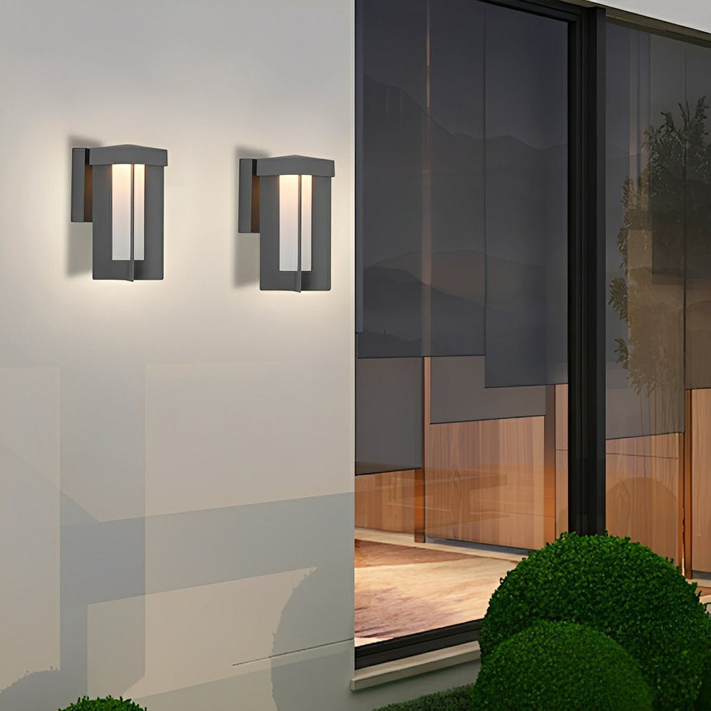 Rustic Modern Geometric Sculptural Waterproof Outdoor LED Porch Wall Lights