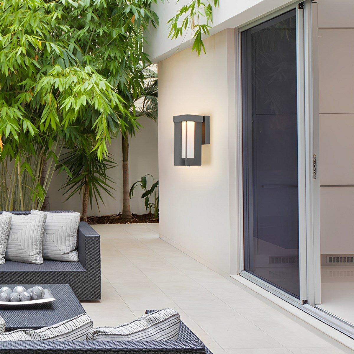 Rustic Modern Geometric Sculptural Waterproof Outdoor LED Porch Wall Lights