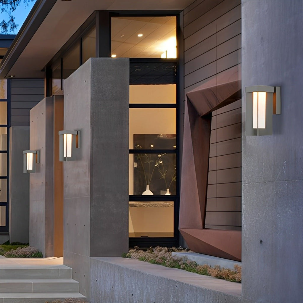 Rustic Modern Geometric Sculptural Waterproof Outdoor LED Porch Wall Lights