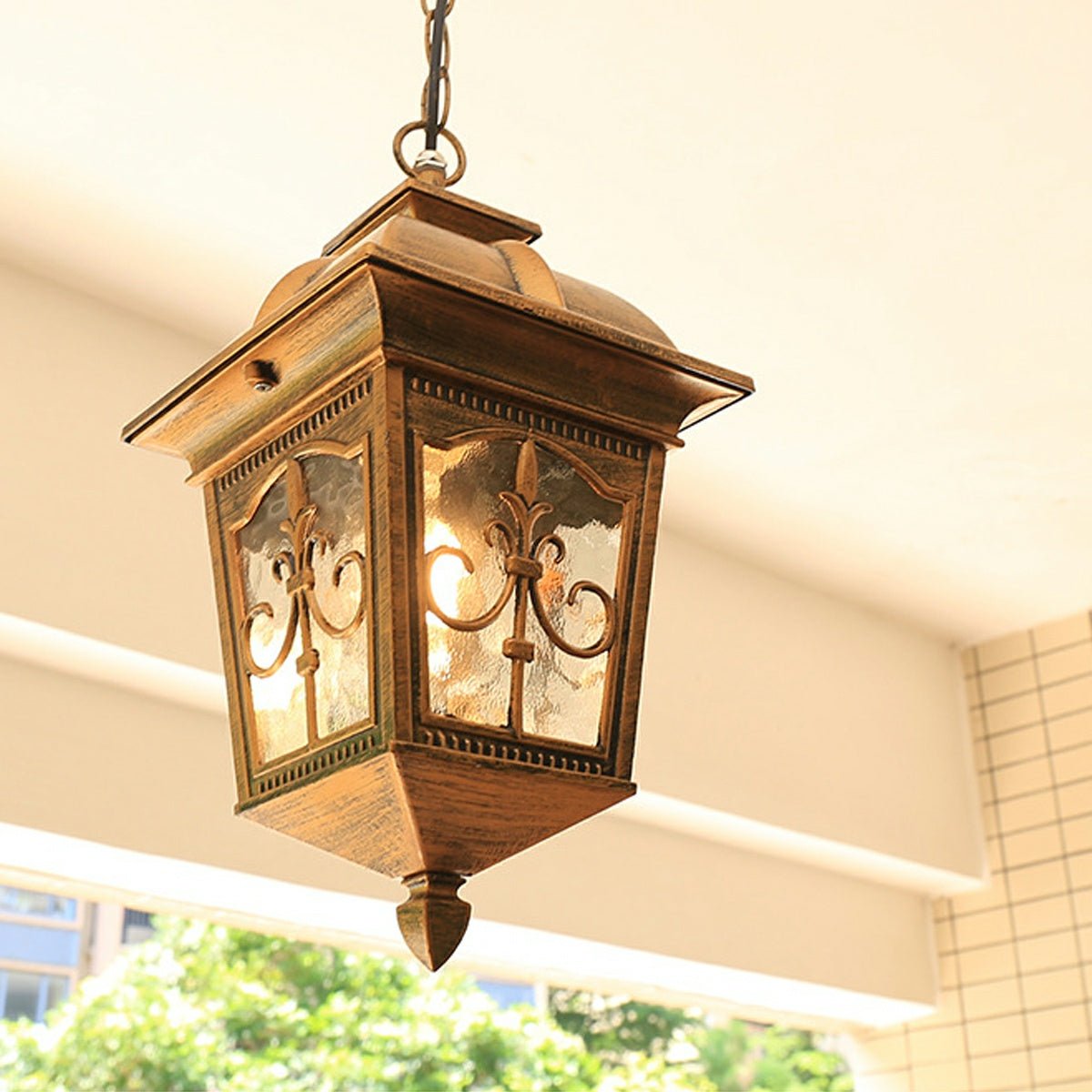 Vintage Rustic Square Arrow flower Waterproof Outdoor LED Lantern Pendant Lights